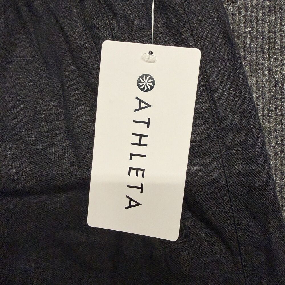 Athleta Black Straight-Leg Drawstring Pants with Front Slit - Picture 8 of 16
